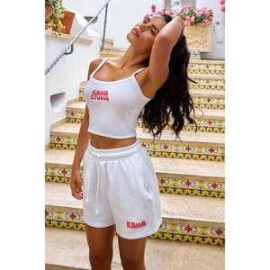 Kaiia Bubble Graphic Mini Sweat Shorts Vanilla & Coral
