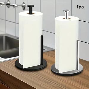 Kitchen Roll Holder Silvery Paper Towel Holder, Premium Stainless Steel Paper Towel Holder for Kitchen Roll Organize, Countertop Roll Dispenser with Weighted Base