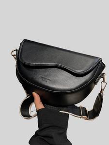 Women's Fashion Solid Color Saddle Bag, Elegant Pu Leather Fashionable Crossbody Bag for Daily Use, Trendy Versatile Commuting Bag for Women & Girls, Casual Trendy Minimalist Purse, Adjustable Strap Purse