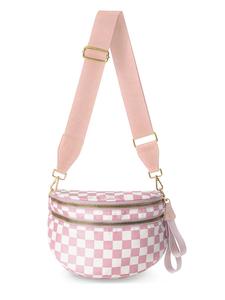 Women's Fashionable Checkerboard Pattern Zipper Shoulder Pack, Casual Versatile Crossbody Bag for Daily Used, Trendy All-match Fanny Bag