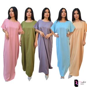 Nida Premium Slip Dress Material One Size upto size 16 Made In Dubai  Eight Colours Lavender Navy White Mocha Teal Chocolate Grey Stone Islam Essential Half Sleeve shirt dress Casual Dress Basic Simple Crew Neck Maxi Comfort sleeping gown abaya abayagirls