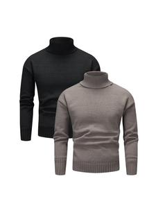 Men's Solid Color Turtle Neck Pullover, Casual Regular Fit Long Sleeve  Sweater for Fall & Winter, Men's Knitwear for Daily Wear