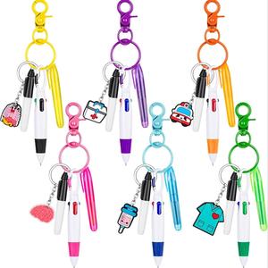 Mini Highlighter Nurse Pen Set, 30pcs/6 Sets Including Mini Highlighter Pen & Permanent Marker Pen & Retractable Ball Pen & Nurse Keychain Clip