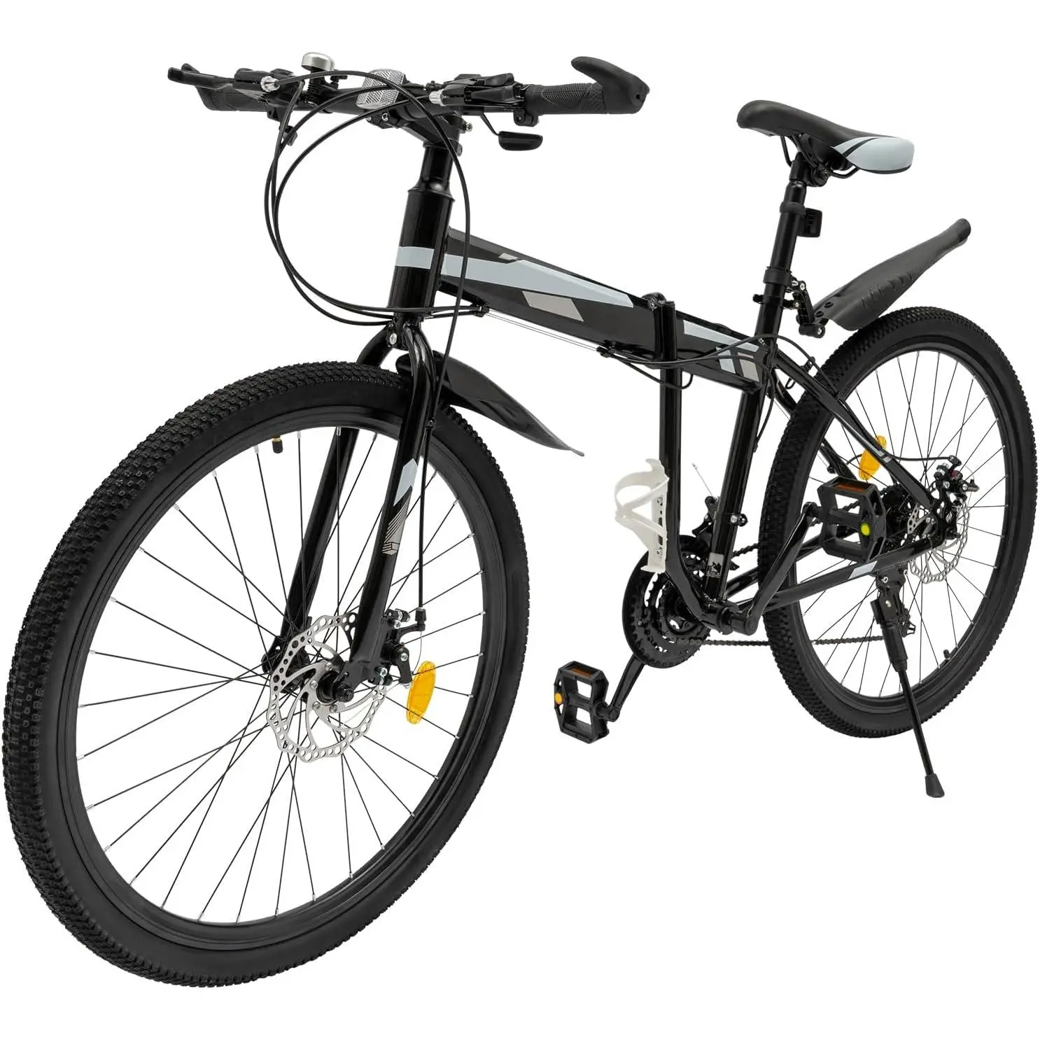 MDAfwecsa 26in 21-Speed Foldable Mountain Bike High-Carbon Steel Frame, Mechanical Disc Brakes, Adjustable Seat (36.22-38.2in), 330lbs Load Capacity, Anti-Slip Tires, Easy Assembly & Storage