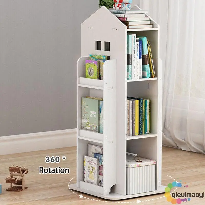（Free Shipping）3 Tier Rotary Kids Bookshelf Castle Display Bookcase Toys Book Storage Rack NEW~
