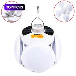 Portable Solar Camping Lantern, Foldable LED Football Bulb with Hook, Rechargeable USB Table Lamp for Home, Office, Tent, Emergency Outages Lighting, Christmas Gift