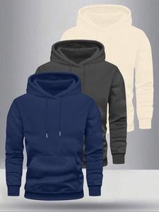 Men's Solid Color Pocket Hoodie, Casual Loose Long Sleeve Hooded Sweatshirt for Spring & Fall, Men's Top for Daily Wear