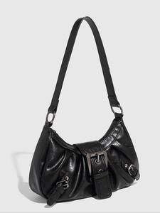 Women's Y2k Solid Color Shoulder Bag, 2024 New Style Fashionable Pu Leather Underarm Bag for Daily Used, Casual Trendy Versatile High-quality Daily Commuting Bag