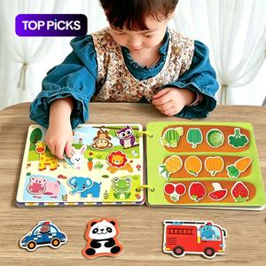 Colorful Early Learning Activity Book, Tracing Preschool Books, Learning Materials, 1 Set Educational Puzzle Games and Tear-off Stickers, Used for Cognitive Development, Attention and Hand Eye Coordination