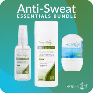 Summer Essentials BUNDLE with Original Bodywash - Sweat Control 3 Step Treatment - 50ml Antiperspirant Spray - 200ml Odour Control Bodywash – 48hr Roll-on Deodorant - by Perspi-Guard - Holiday and travel friendly for sweat protection - Body Care Set