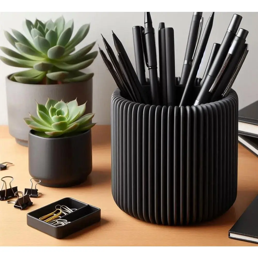 Minimalist Desk Organizer for Office Supplies - Ribbed effect organizers dressing table