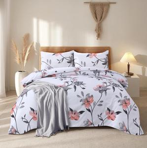 Luxury Microfiber new Bedding Set 4-Piece Floral Design Ultra Soft Breathable Deep Pocket Fitted Sheet 30cm Hotel Quality Comfort mico fiber