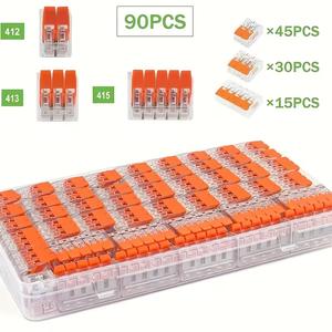 90pcs Electrical Quick Connectors, Durable Reliable Connectors, 2/3/5 Ports Wire Nut Connectors, Wire Terminal Connectors, Wire Connections Connector for Home & Office, Quick Snap Connector