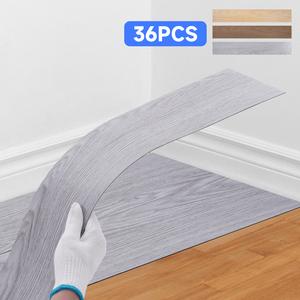 36 Pcs Self Adhesive Vinyl Floor Planks 36 x 6 Inches, 1.45mm Thick, Peel And Stick PVC Wood Grain DIY Flooring Floor Tiles Style For Kitchen, Dining Room, Bedroom And Bathroom