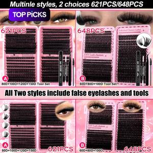 Large-capacity Slender and Soft False Eyelashes, Multi-functional Eyelash Book 60D-150D, Mixed Natural Fluffy Thick Eyelash Clusters, 8mm-16mm Length, DD Curled Lashes, Daily Makeup, Charming Eyes, Beginner-Friendly, Reusable, Christmas Halloween