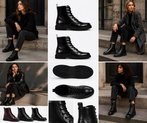 Lyanna Patent lace up boot comfy semi-waterproof zip up Women Shoe Comfort Footwear Walking Shoes Girl Shiny Stylish Fashion mid Footwear