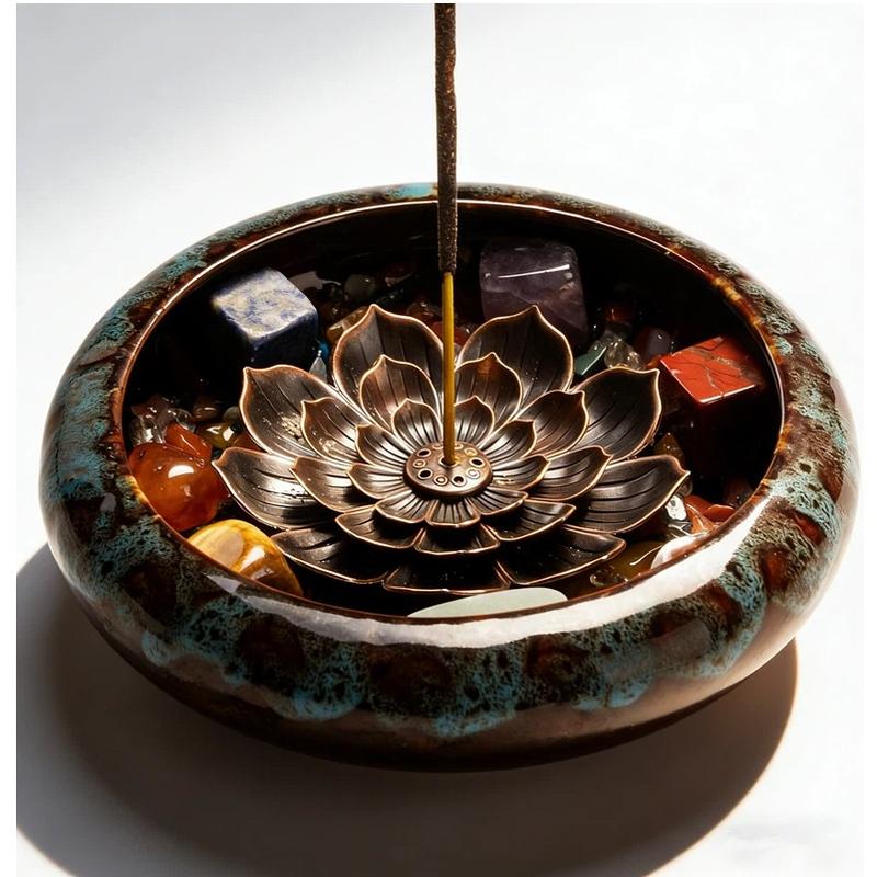 Crystal Lotus Incense Burner for Meditation