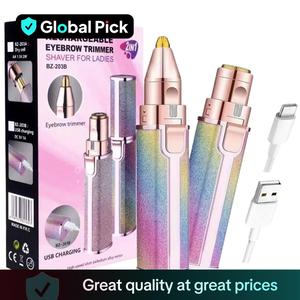 2 in 1 Multicolor Electric Epilator Hair Eyebrow Trimmer, 1 Set Portable Facial Hair Remover, Lip Facial Body Hair Removal Tool with Led Light, Rechargeable Women's Shaver, Electric Shaver, Rechargeable Shaver for Women, Cordless Shaver