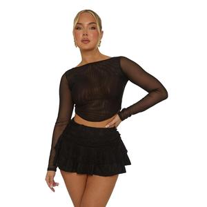 Aldina Womenswear Rebellious Fashion Lace Tiered Ruffle Mini Skirt