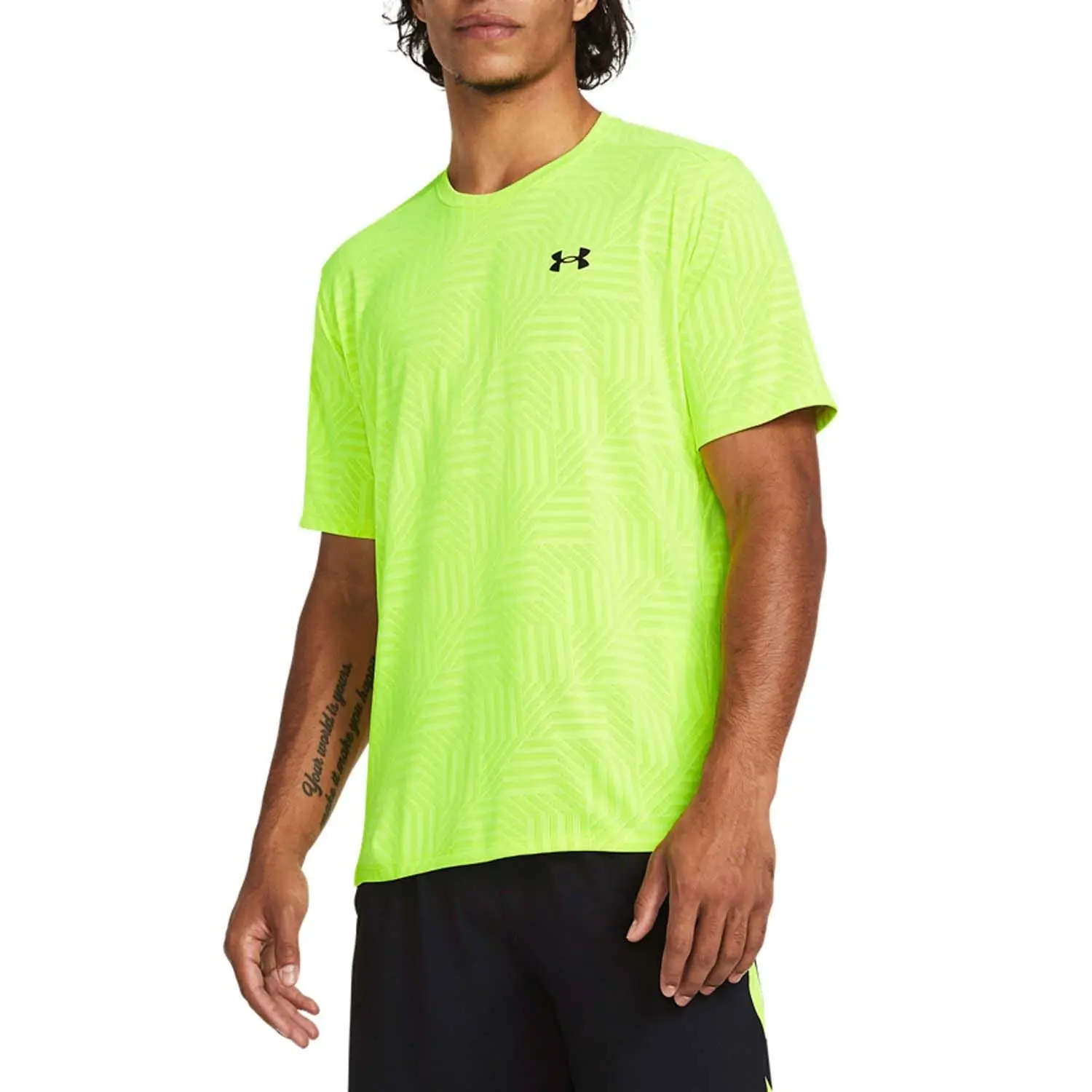 Men's Under Armour Tech Vent Geotessa Short Sleeve T-Shirt in Yellow