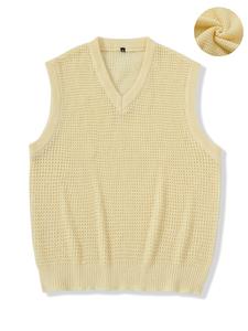 Men's Solid V Neck Vest, Loose Casual Sleeveless Pullover for Fall & Winter, Men's Knit Clothing for Daily Wear