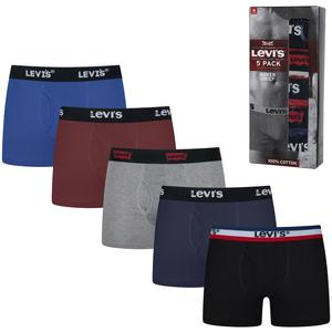 Levi's 5 Pack Mens Boxer Briefs Underwear Elasticated Underpants Boxer Shorts Menswear Levis Strauss Classic Multi Pack Gift Fathers Day Present for Him Dad Brother Boyfriend Man Stretch  Casual Premium Luxury Cotton