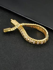 ICED CHICS 9mm Snake Bone Hip Hop Bracelet with Sparkling Synthetic Gemstones, Rhinestone Bracelet, Cubic Zirconia Bracelet, Unisex Luxury Jewelry Gift, Fashionable Accessory for All Occasions