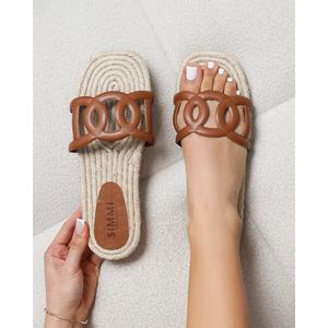 Carlos Tan Woven Flat Sandals
