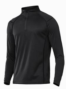 Men's Long Sleeve Quarter Zip Fleece Lined Running Shirt, Moisture-Wicking Quick-Dry Pullover, Slim-Fit Sportswear for Outdoor Workout, Athletic Sports Clothing