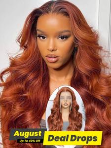 24 Inch Ginger Long Hair Deep Wave Burgundy Wigs for Women, Gorgeous Fluffy Red Wigs without Bangs, Synthetic Heat Resistant Hd Lace Front Natural Looking Glueless Synthetic Wig for Party, Daily Use, Water Wave Wig, Stylist Friendly Wig