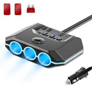 7 In 1 Car Charger Adapter, PD 3 Socket Individual Switch 12/24V Power Socket, Multifunction Charging Adapter with LED Voltmeter for Car Laptop Phones, Car Accessories, Car Stuff