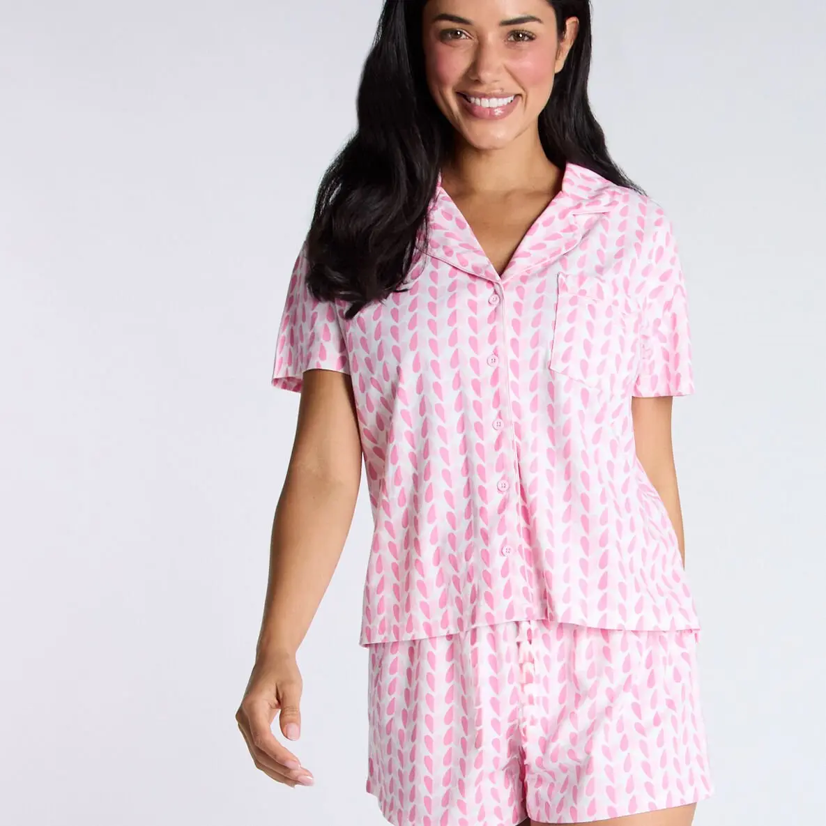 Ditsy heart fleece short pyjamas in a bag