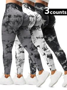 Women's Tie Dye Print High Waist Sports Leggings, Skinny Pants for Yoga Fitness Workout Running Exercise, Women Sport & Outdoor Clothing, Gym Leggings, Women's Clothing, Workout Clothes, Workout Bottoms, High Waisted Legging, Fitness Summer Bottoms