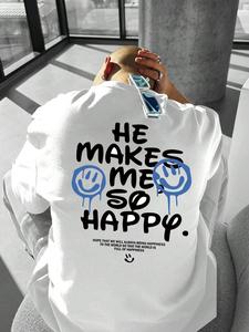 Men's Letter Print Round Neck Tee, Loose Casual Short Sleeve Crew Neck T-Shirt for Summer, Fashion Men's Top for Daily Wear