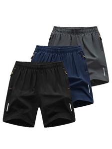 Men's Solid Pocket Elastic Waist Shorts, Athletic Running Shorts, Casual Breathable Comfortable Loose Fit Shorts for Running Gym Workout, Men's Bottoms for All Seasons