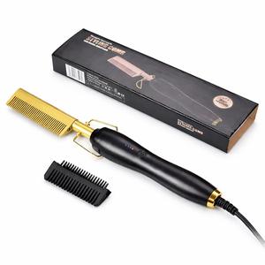 Professional Press Comb Hot Comb Hair Straightener Electric Quick Heat Styling Tool for All Hair Types