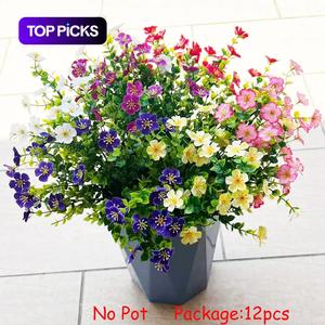 Artificial Mixed Flower, 12pcs/set Outdoor UV Resistant Colorful Simulated Flower, Decorative Flowers for Home Garden Porch, Fruit