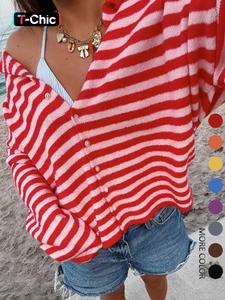 WOMEN'S LONG-SLEEVE V-NECK BUTTON CARDIGAN WITH A STYLISH AND ATTRACTIVE STRIPED DESIGN, SUITABLE FOR CASUAL WEAR OR OUTINGS