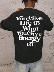 Men's Letter Print Round Neck Tee, Loose Casual Short Sleeve Crew Neck T-shirt for Summer, Fashion Men's Top for Daily Wear