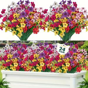 24 Bundles of Artificial Daisy Flowers - Fade-Resistant Plastic Fake Plants for Indoor/Outdoor Decor, Porch, Window Frame, Tabletop Decoration - Perfect for Holidays, Christmas, Thanksgiving, Valentine's Day, Mother's Day, National Nurses' Day