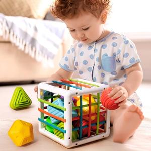 Baby’s Colorful Cubes Montessori Toys, 1 Set Varied-Shape Sensory Blocks for Toddlers, Educational Shape Sorter Multi-Activity Playset