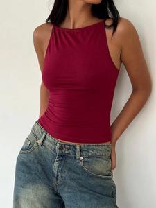 Women's Plain Top, Casual Sleeveless Top for Summer, Women's Clothing for Daily Wear