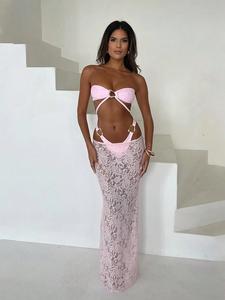 New Arrival Spring/Summer Sexy Solid Pink 3 Pieces Bikini Set, Bikini Swimsuits, Beach Vacation Party Date