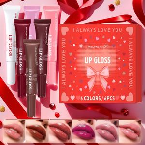 High-End Lip Gloss Set, 6pcs Long-Lasting Moisturizing Color Enhancing Balm, Unique Gift for Women, Mother's Day & Christmas Present