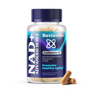 BetterAlt NAD+ Capsules | with Ashwagandha, Resveratrol, CoQ10, NAD+ Precursors | Vitamin B3 |Supports Longevity & Cellular Energy | 1-Month Pack