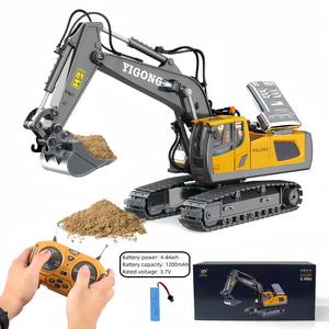 RC Excavator Toy, 1 Set Remote Control Excavator Toy Car & Manual & Batteries & Charging Cable & Remote Control & Screwdriver, Electric Backhoe Truck, Toys for Boys, Remote Control Dump Truck, Rc Construction Vehicle, Remote Control Bulldozer, Rc Cars