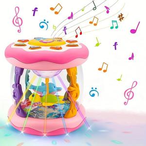 Baby Ocean Projection Lamp Toy, Rotating Light, Volume Adjustable, Music Belly Time, Encourages Crawling and Learning, Ideal Gift