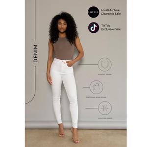 Lovall Lift & Shape Jeans - White | Clearance | Standard and Plus Sizes Available, Sizes 6-28,  | Lengths Available: Petite, Regular & Tall | Sculpting Design with Pockets, Soft Stretch Denim