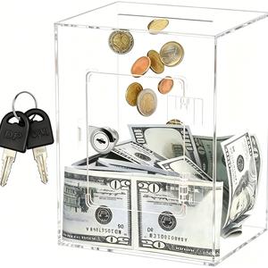 Clear Piggy Bank with Lock, 1 Count Acrylic Money Box, Desktop Money Storage Box, Money Saving Box, Home Decor, Gift for Kids, Ornaments, Coin Bank, Room Decor, Decoration