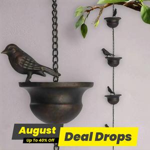 Vintage Bird Shaped Rain Chain, 1 Count Metal Rain Collector, Outdoor Rain Chain, Hanging Outdoor Garden Patio Decoration, Windchimes, Rainchains, Garden Accessories, Exterior Decorative Statues